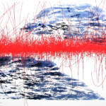 Split Marsh, 2013. Acrylic and watercolor screen print on paper (unique print), 10 x 14 inches.